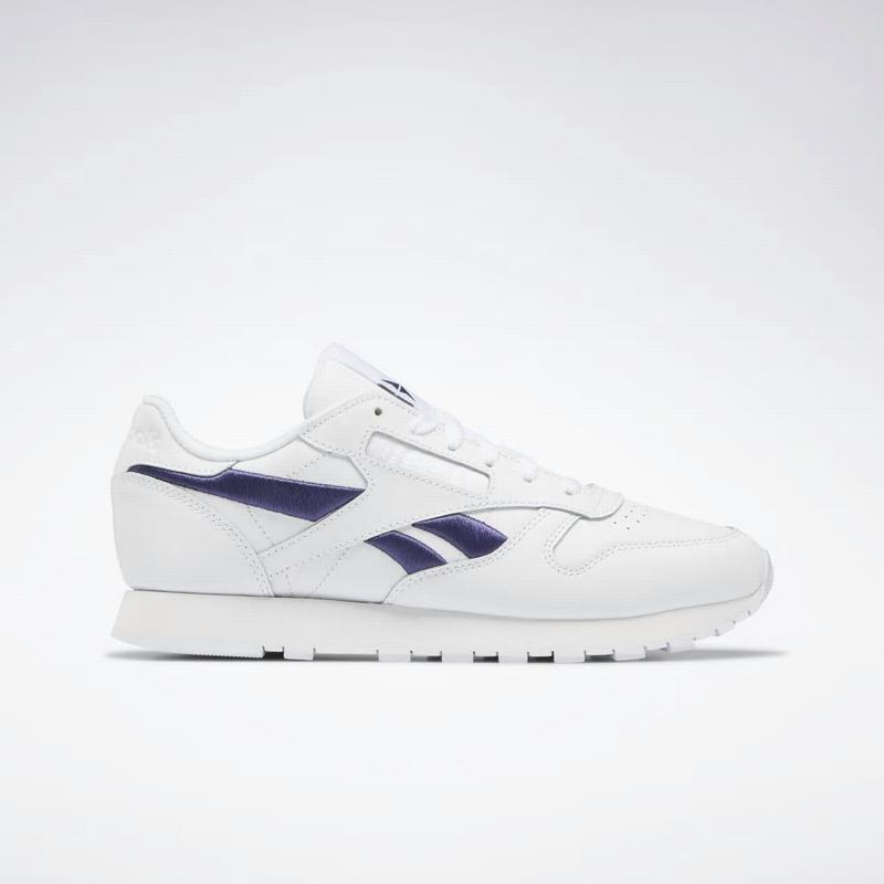 Reebok Classic Leather Shoes Womens White/Purple India RN1581ST